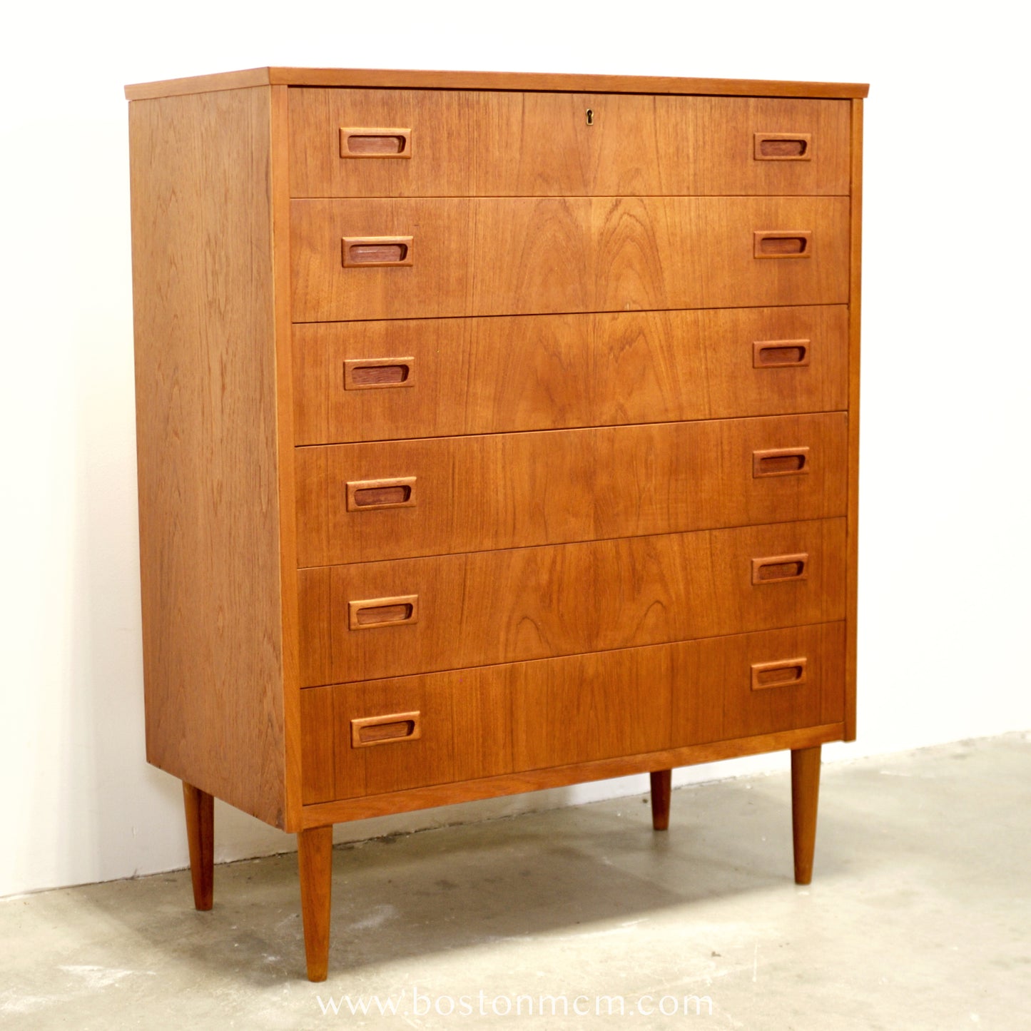 Danish Teak Six Drawer Dresser - #A2189