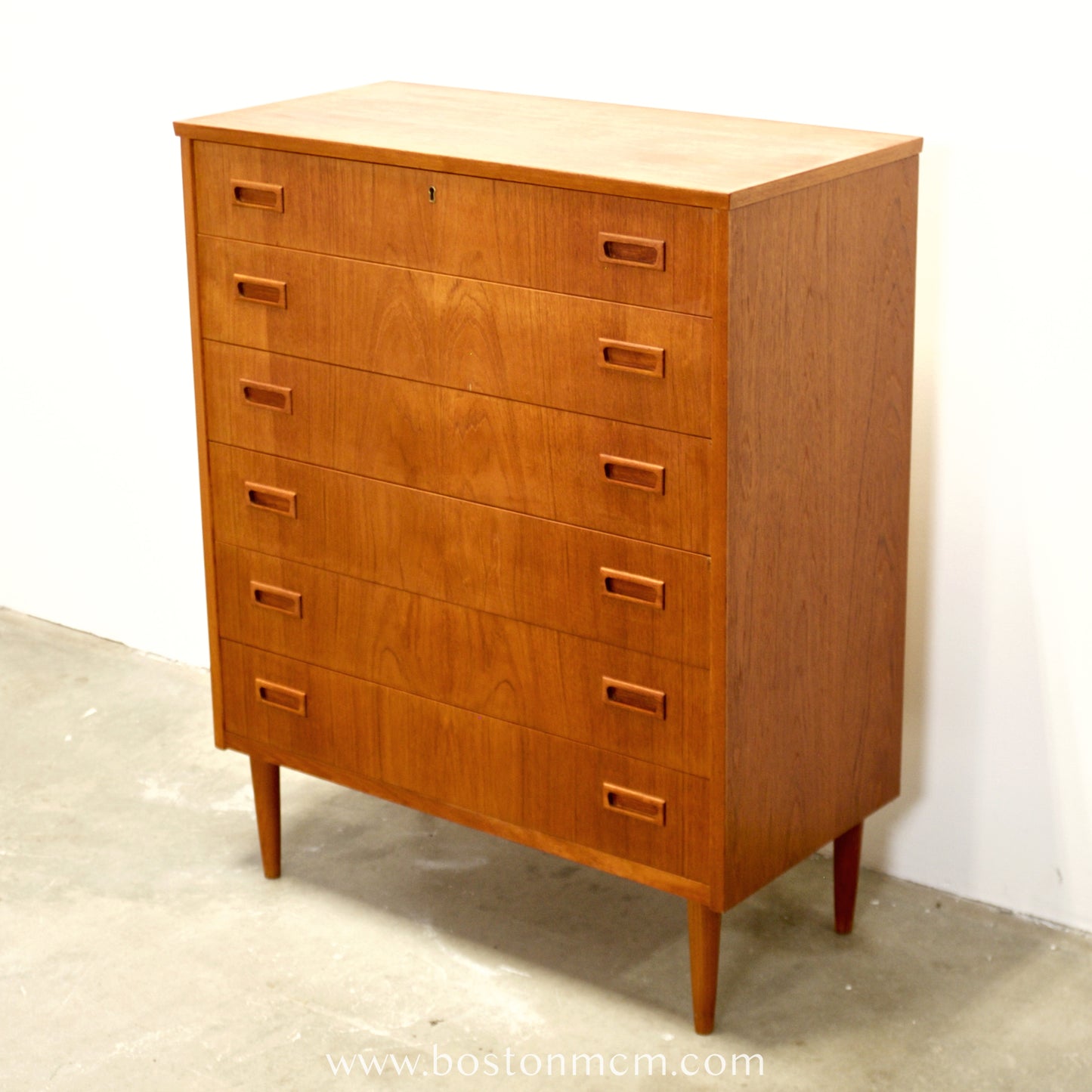 Danish Teak Six Drawer Dresser - #A2189