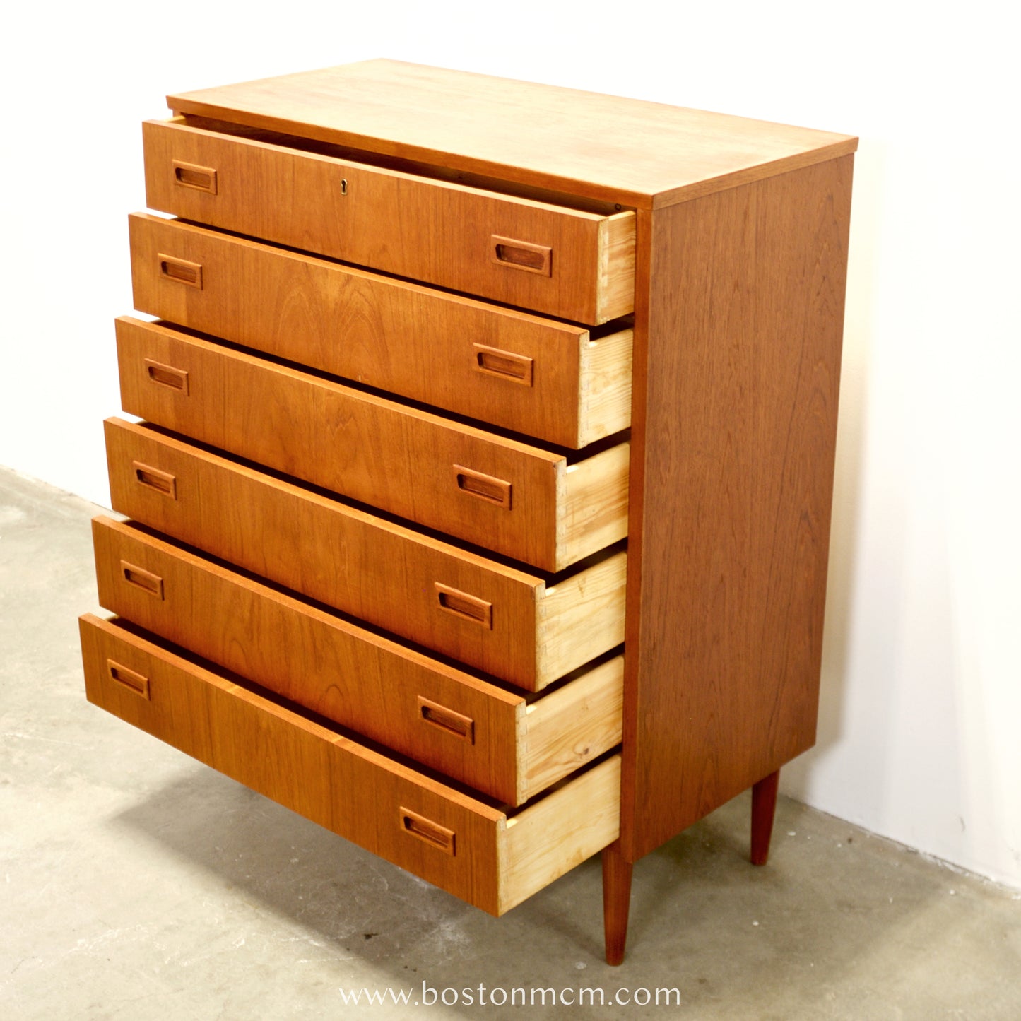 Danish Teak Six Drawer Dresser - #A2189