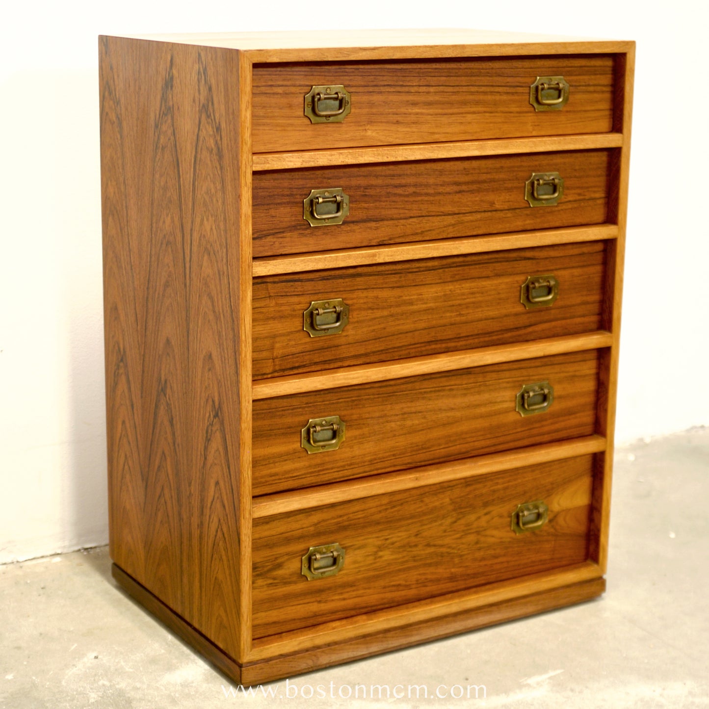 Silkeborg Møbelfabrik Rosewood “Alabama” Model 103 Campaign Style Nightstand / Chest Designed by Henning Korch - #A2190
