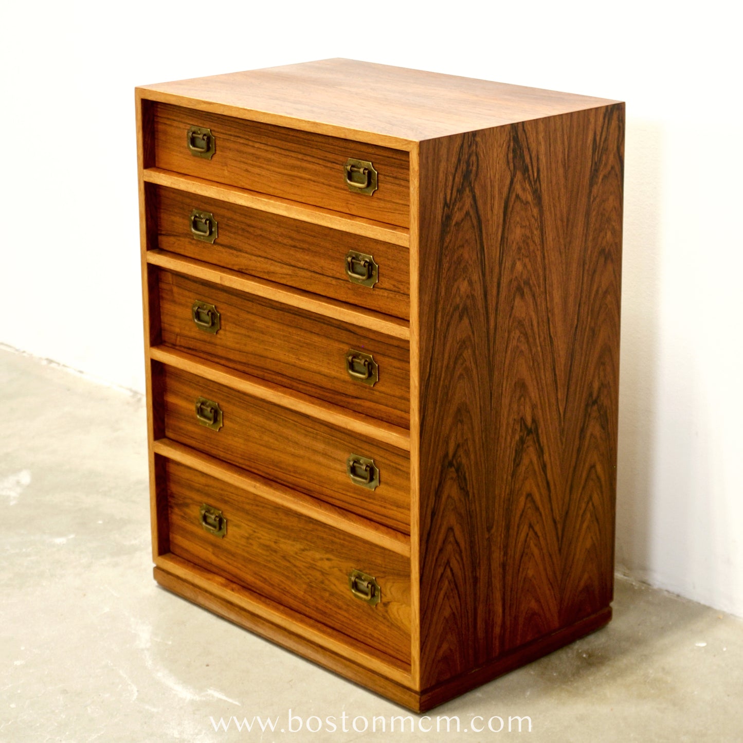 Silkeborg Møbelfabrik Rosewood “Alabama” Model 103 Campaign Style Nightstand / Chest Designed by Henning Korch - #A2190
