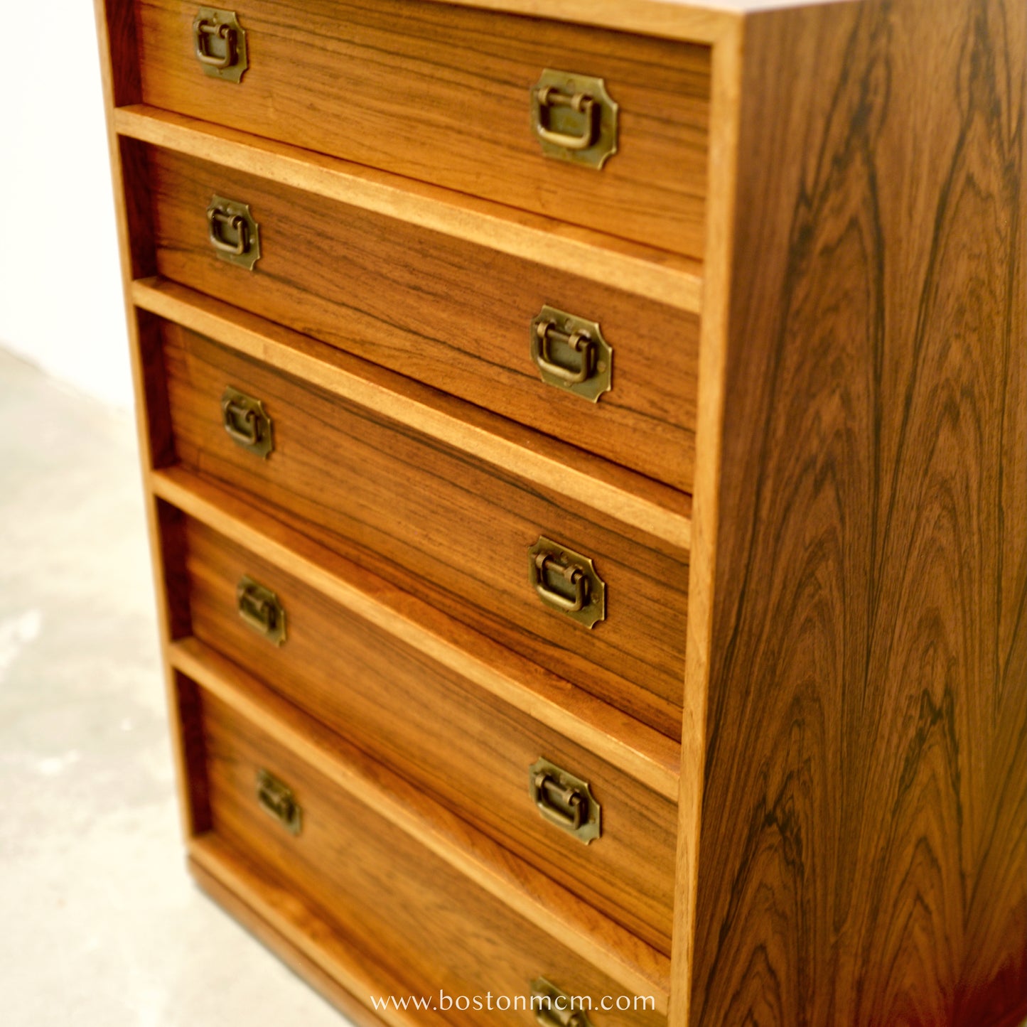 Silkeborg Møbelfabrik Rosewood “Alabama” Model 103 Campaign Style Nightstand / Chest Designed by Henning Korch - #A2190