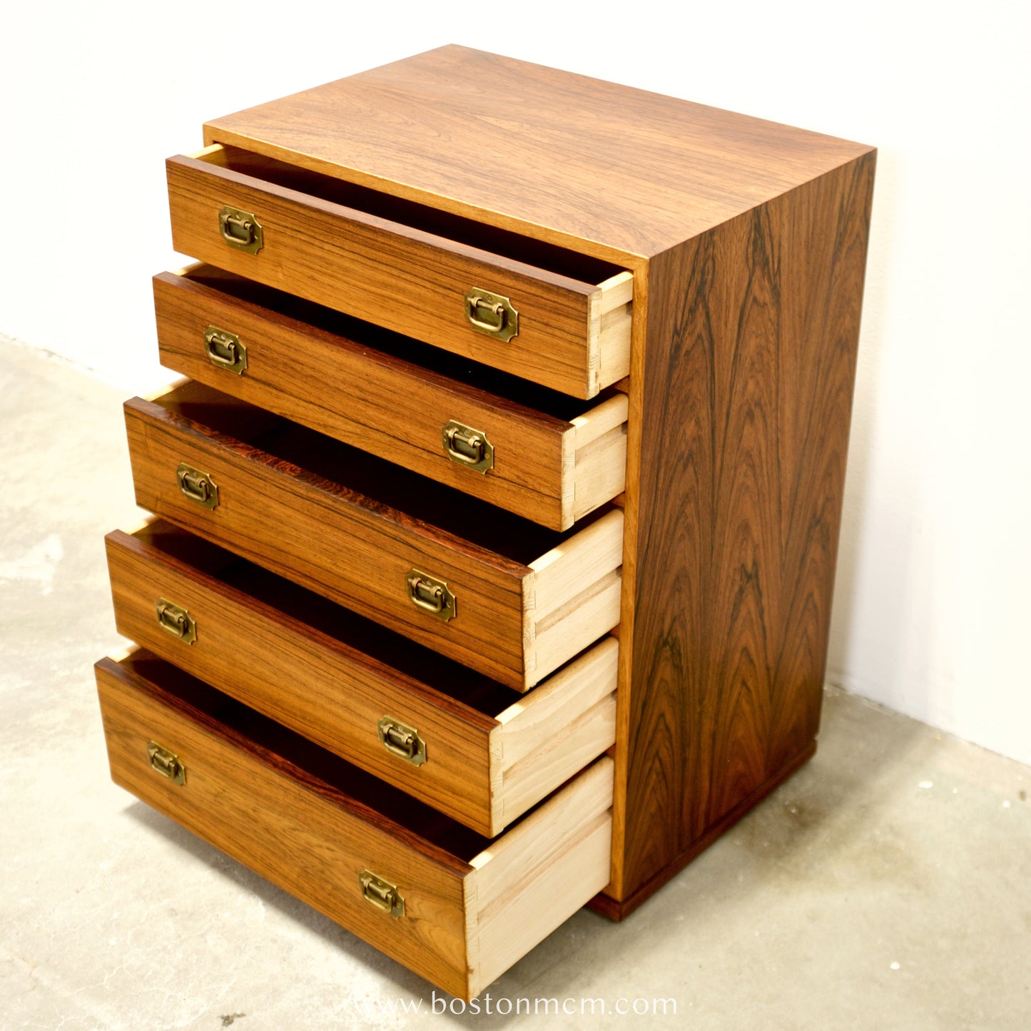 Silkeborg Møbelfabrik Rosewood “Alabama” Model 103 Campaign Style Nightstand / Chest Designed by Henning Korch - #A2190