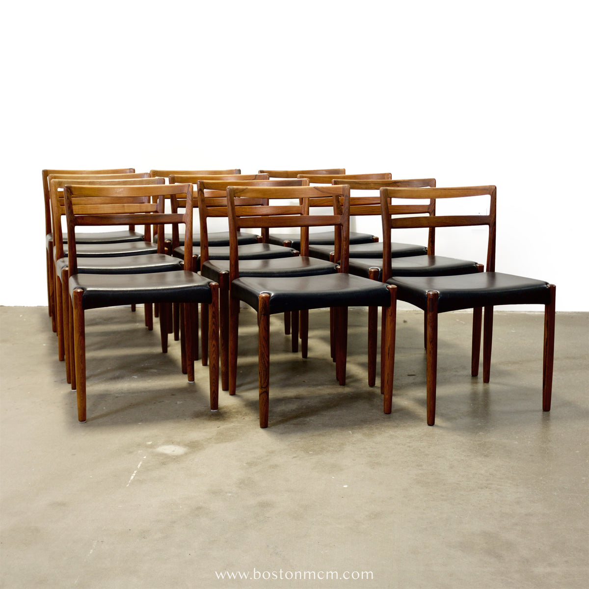 Randers Møbelfabrik Set of 12 Danish Rosewood Dining Chairs Model 61 Designed by Harry Østergaard - #A1644