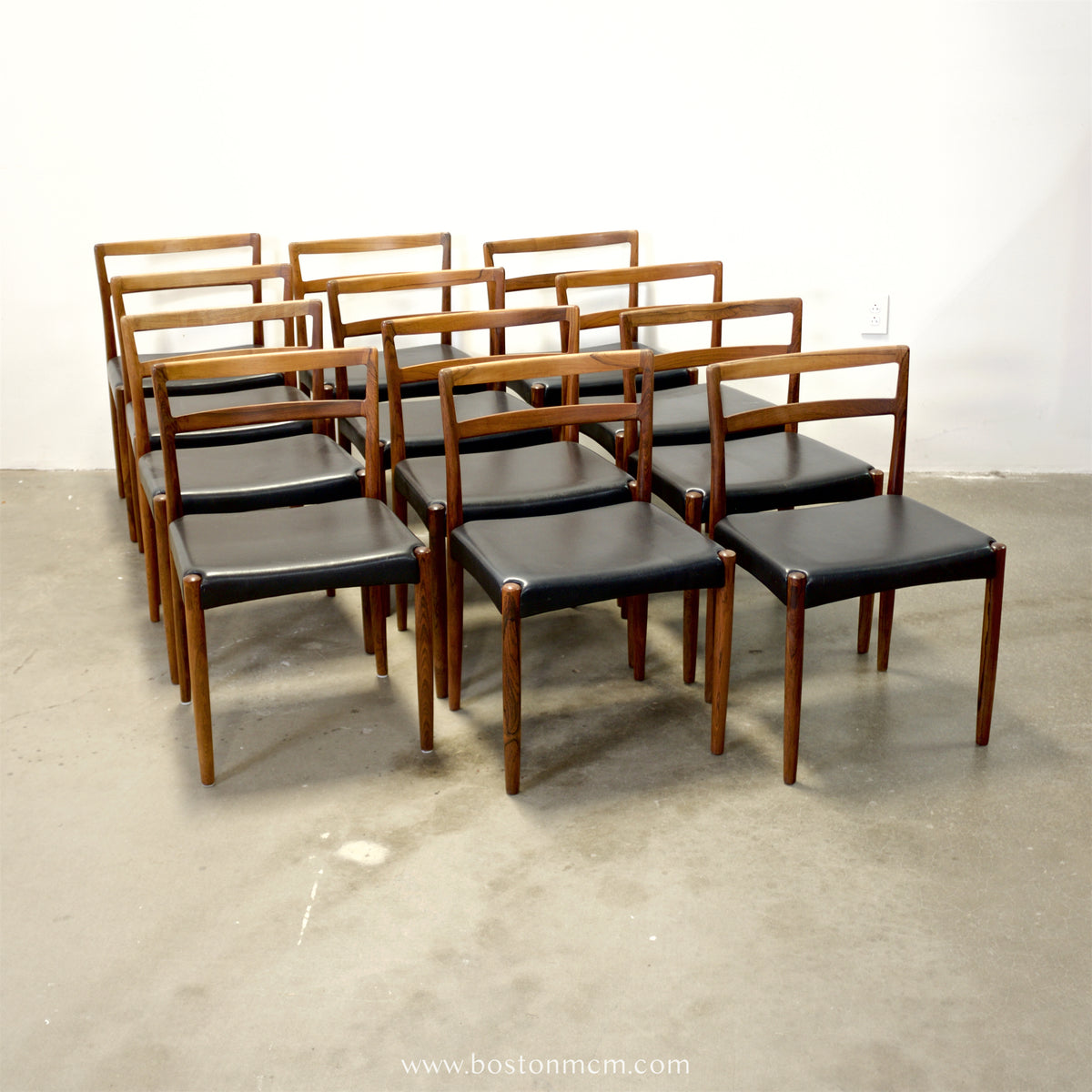 Randers Møbelfabrik Set of 12 Danish Rosewood Dining Chairs Model 61 Designed by Harry Østergaard - #A1644
