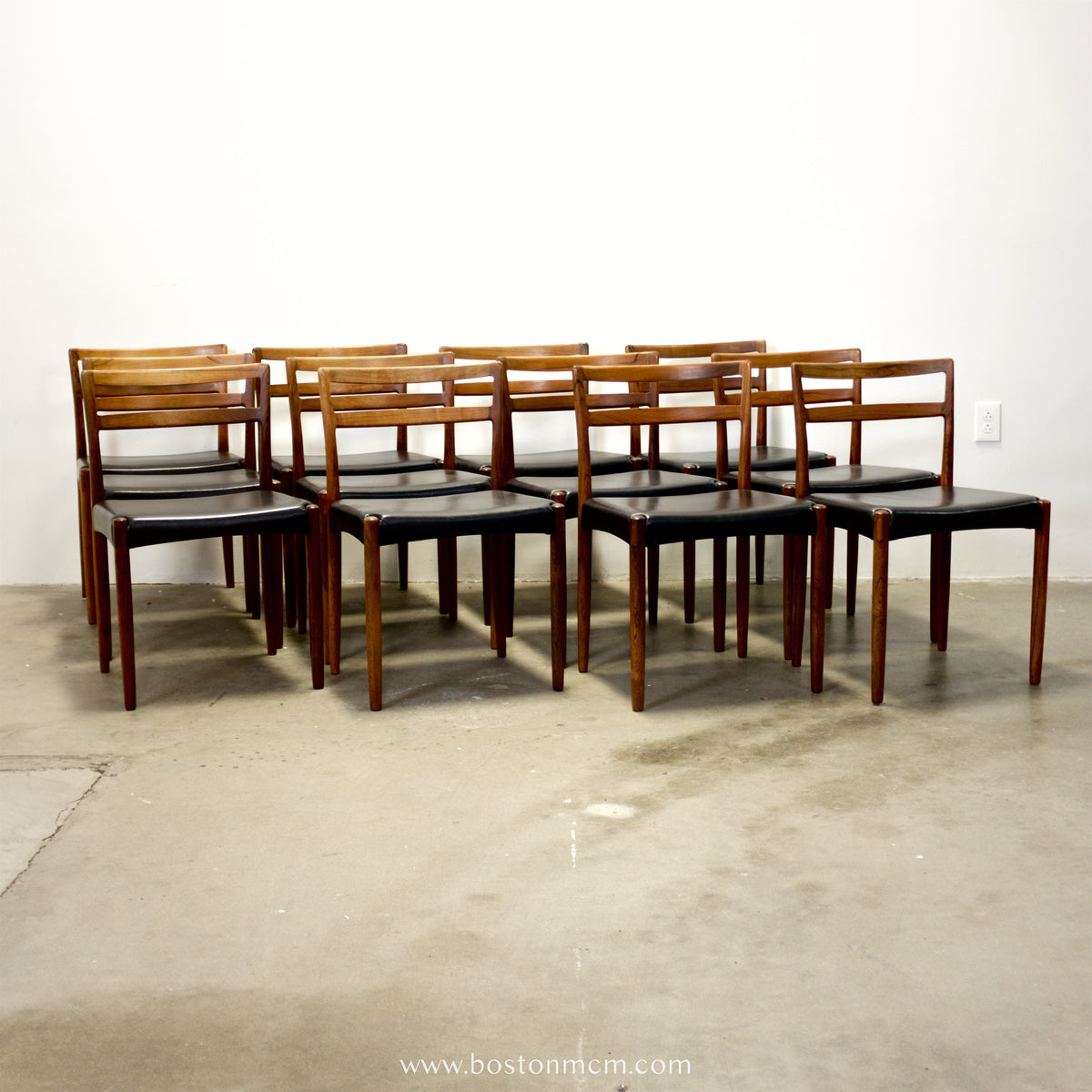 Randers Møbelfabrik Set of 12 Danish Rosewood Dining Chairs Model 61 Designed by Harry Østergaard - #A1644