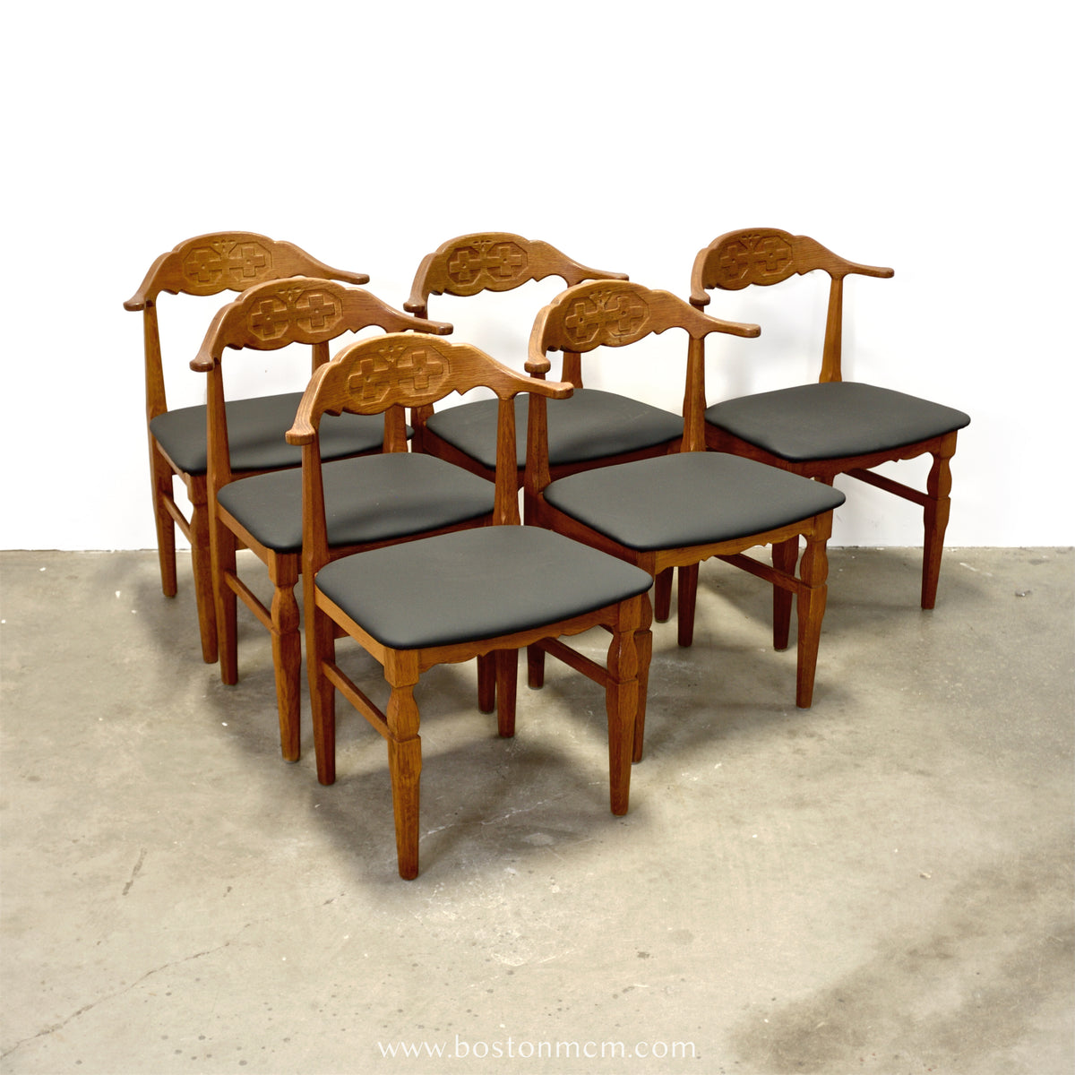 E.G. Møbler Set of 6 Oak Dining Chairs Designed by Henning Kjærnulf - #A1779
