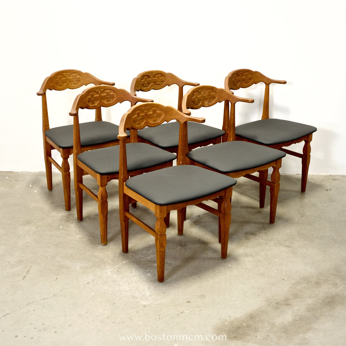 E.G. Møbler Set of 6 Oak Dining Chairs Designed by Henning Kjærnulf - #A1779