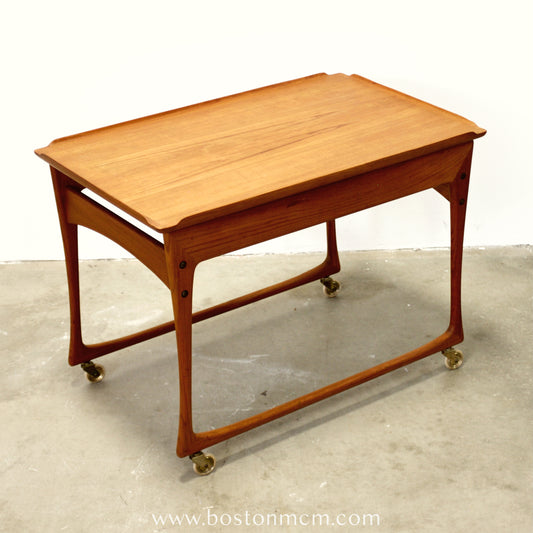 J. Ingvard Jensen Teak Rolling Bar Cart / Tea Cart - #A1749