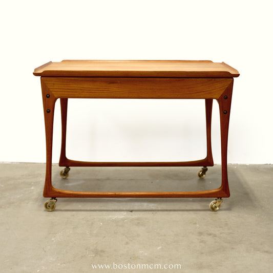 J. Ingvard Jensen Teak Rolling Bar Cart / Tea Cart - #A1749