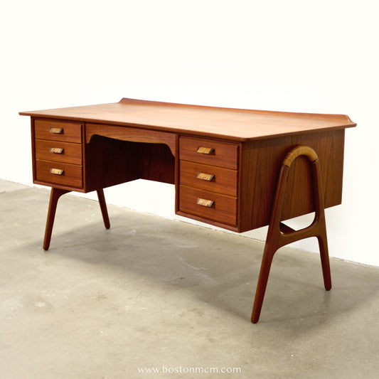 Sigurd Hansen Curved Teak Desk Model # 180 Designed by Svend Aage Madsen - #A2168