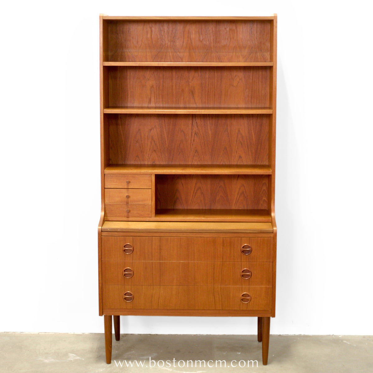 Danish Teak Bookcase with Secretary Desk - #A2239