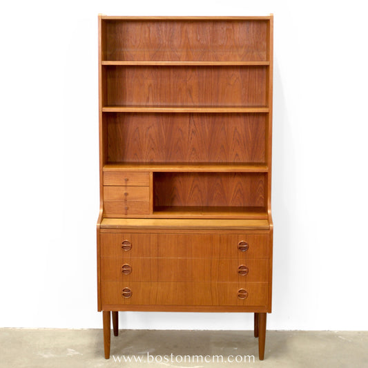 Danish Teak Bookcase with Secretary Desk - #A2239
