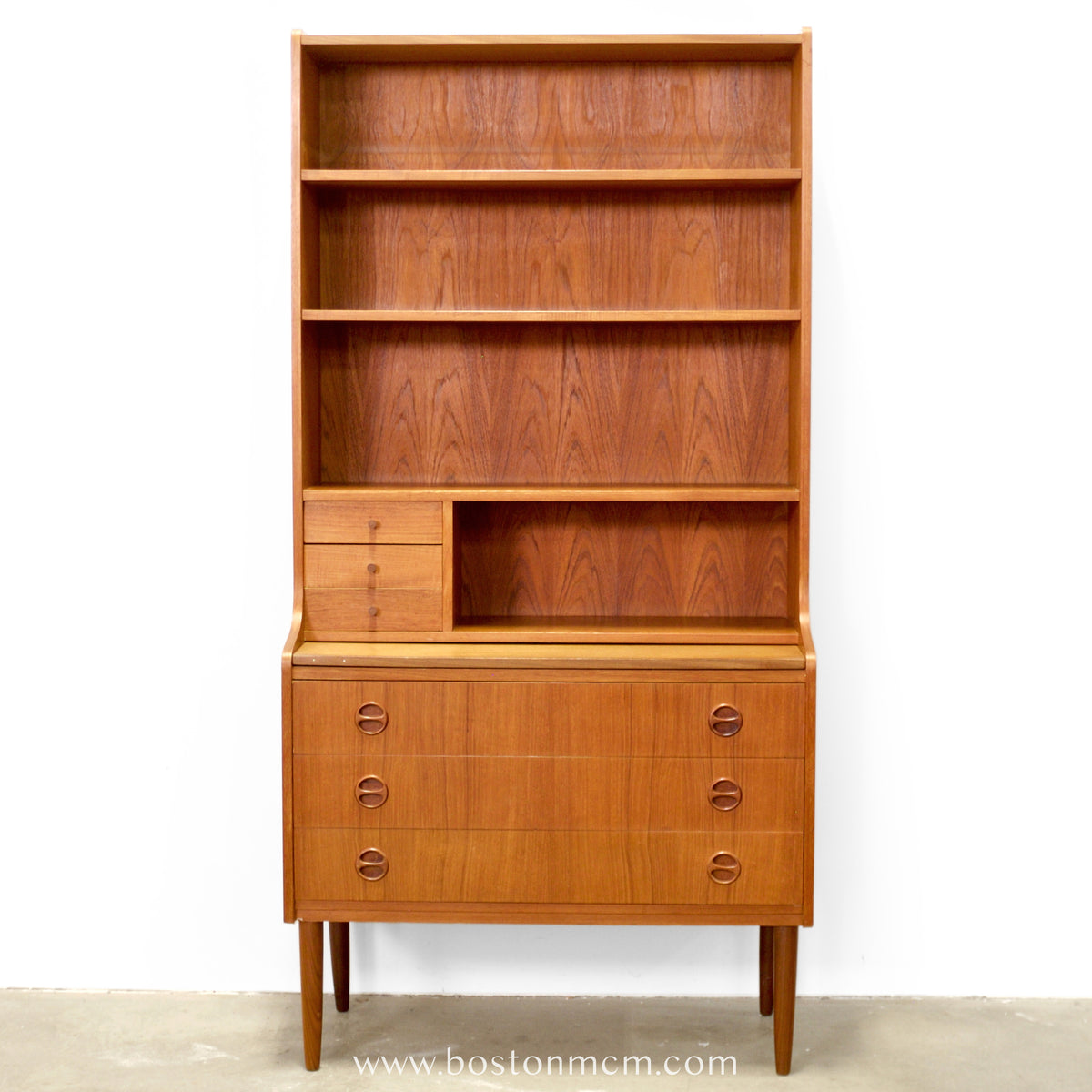 Danish Teak Bookcase with Secretary Desk - #A2239