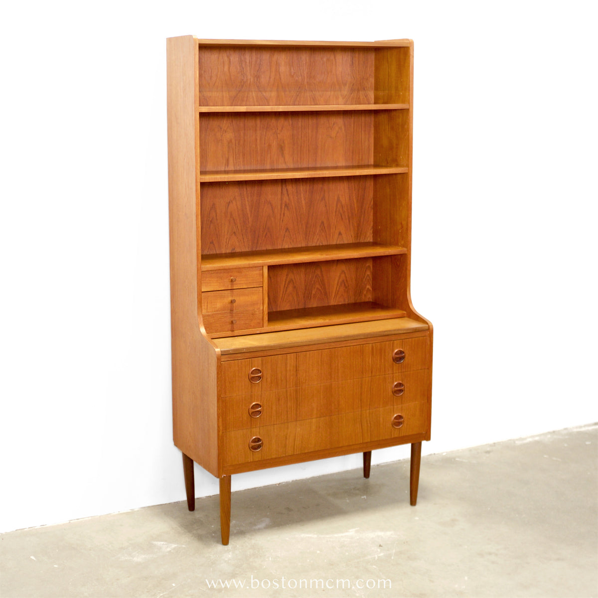 Danish Teak Bookcase with Secretary Desk - #A2239
