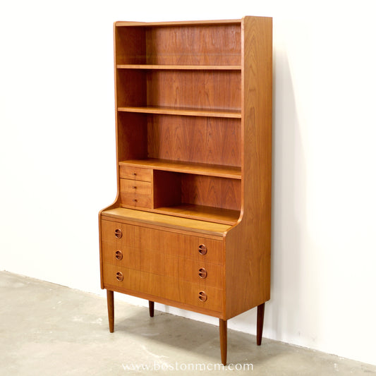 Danish Teak Bookcase with Secretary Desk - #A2239