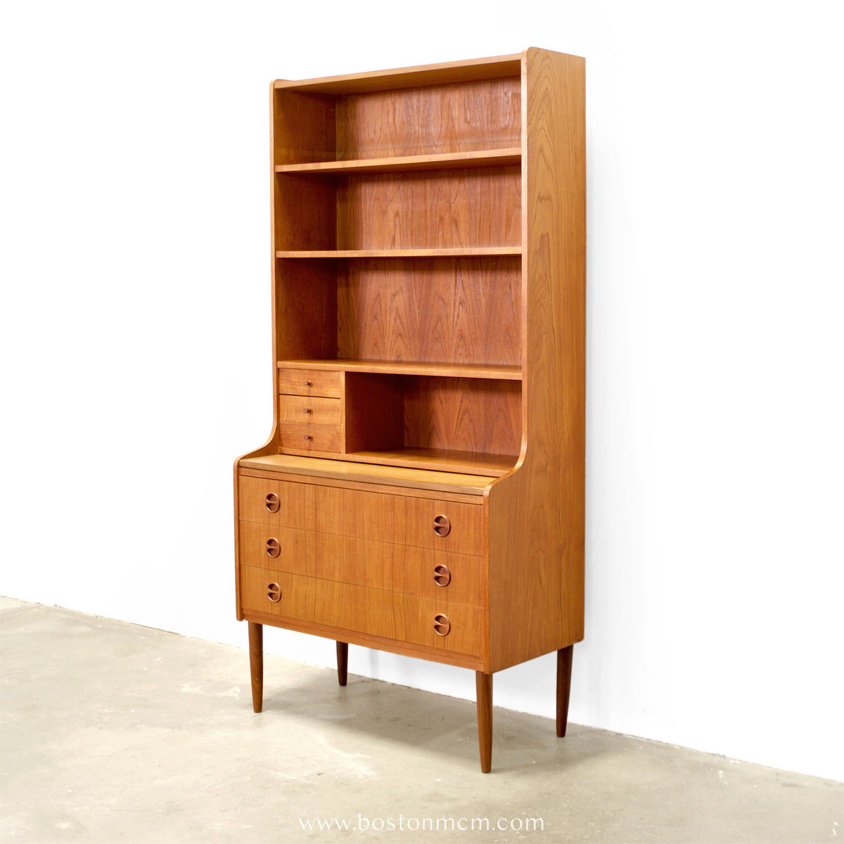 Danish Teak Bookcase with Secretary Desk - #A2239