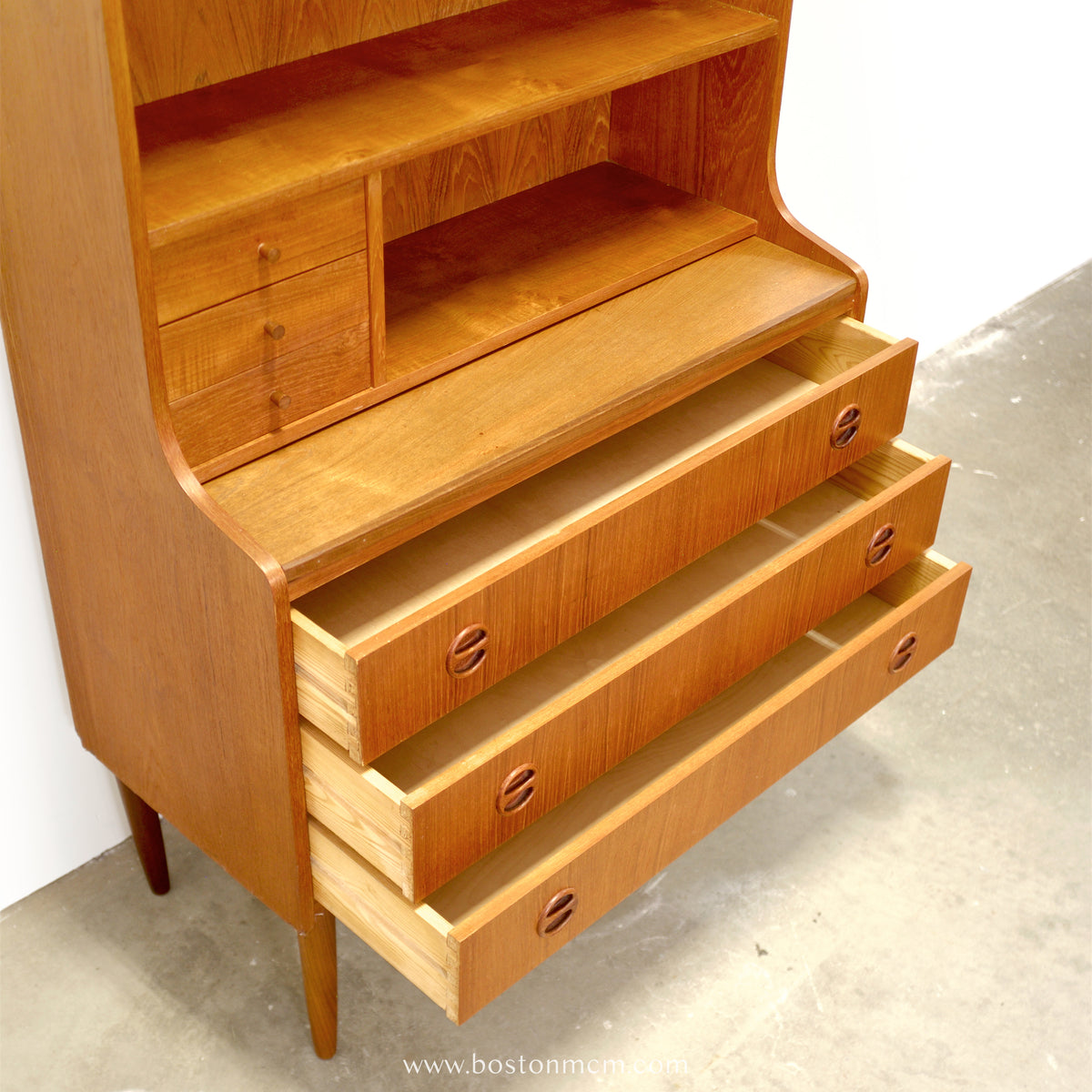 Danish Teak Bookcase with Secretary Desk - #A2239
