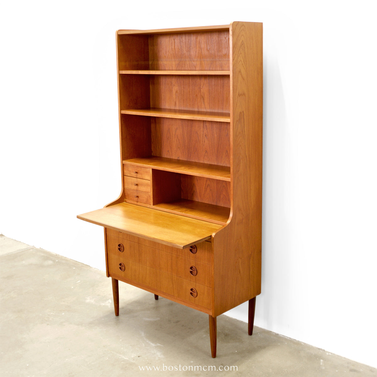 Danish Teak Bookcase with Secretary Desk - #A2239