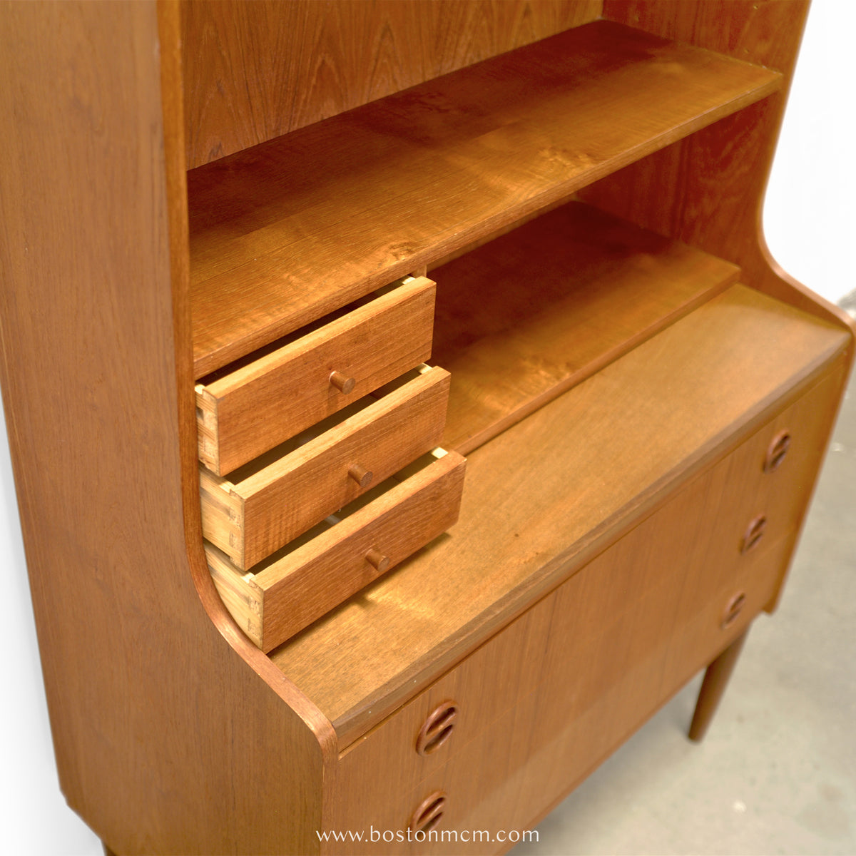 Danish Teak Bookcase with Secretary Desk - #A2239