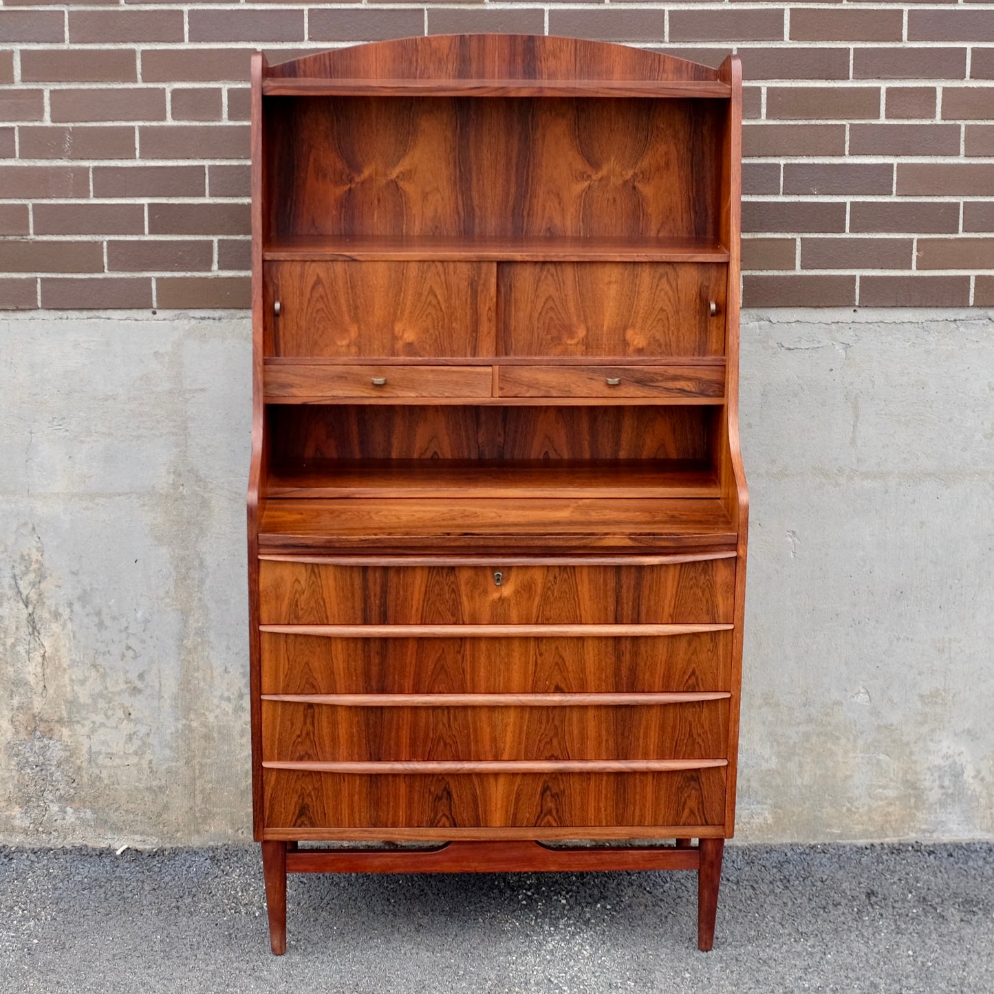 Danish Rosewood Secretary's Desk With Bookcase