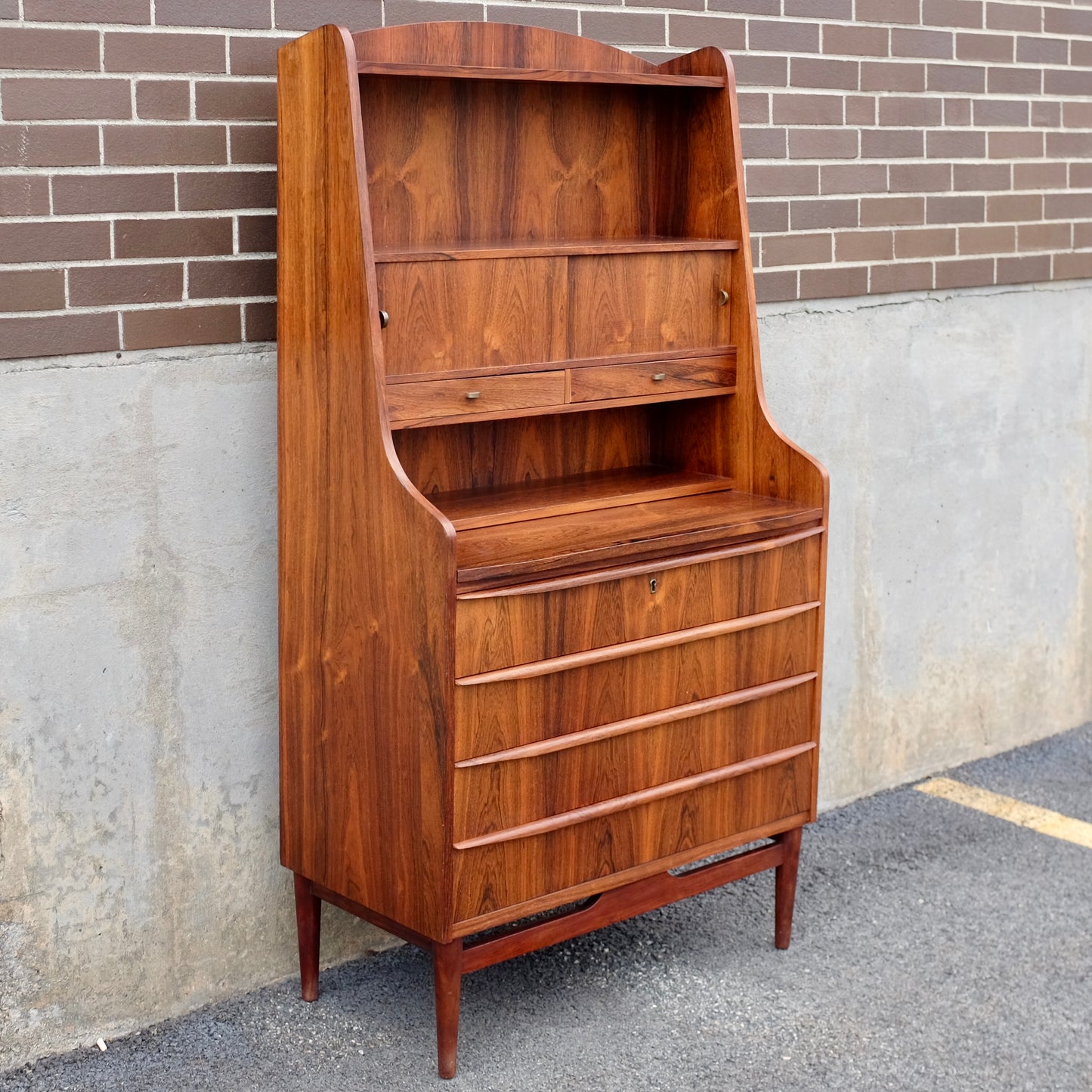 Danish Rosewood Secretary's Desk With Bookcase