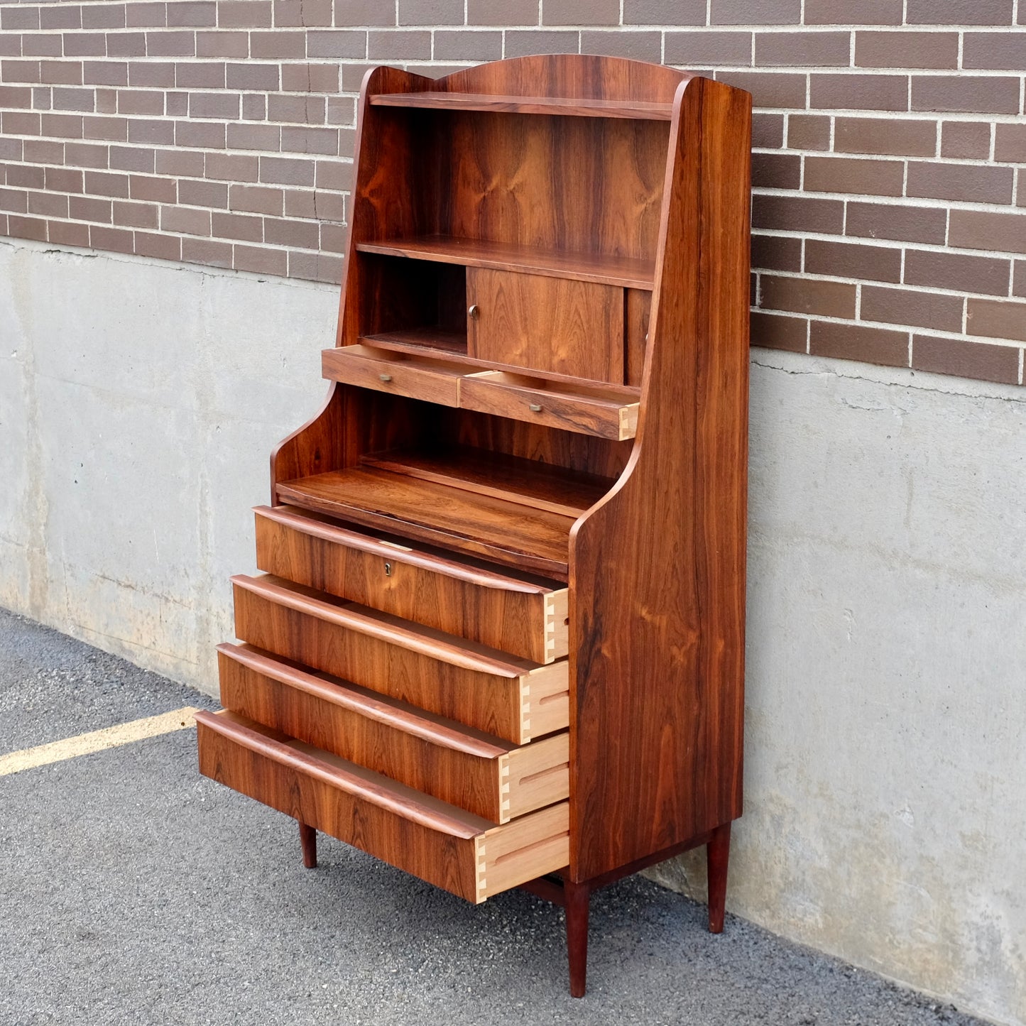 Danish Rosewood Secretary's Desk With Bookcase