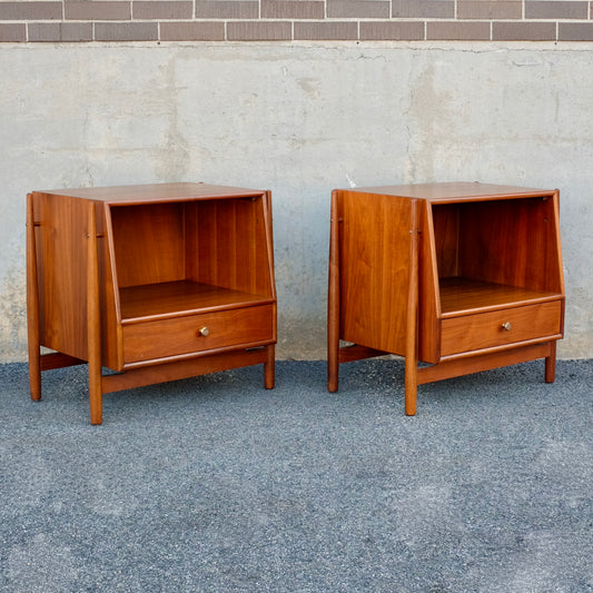 Drexel Furniture "Declaration" Walnut Nightstands - a Pair