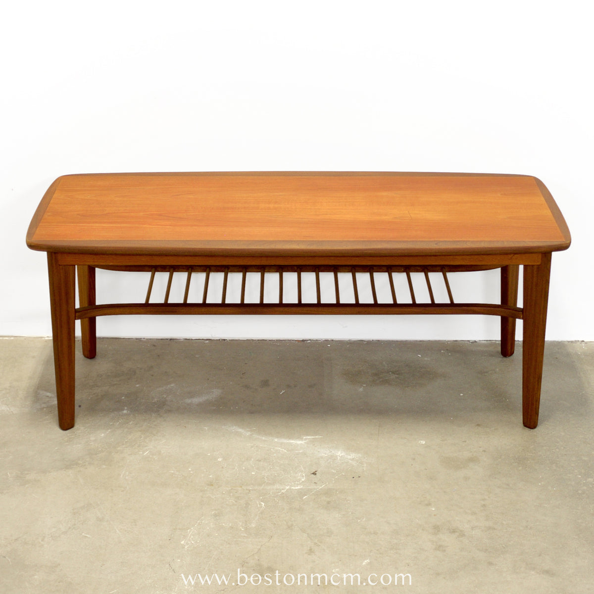 Danish Teak Coffee Table w/ Lower Spindled Shelf - #A2183