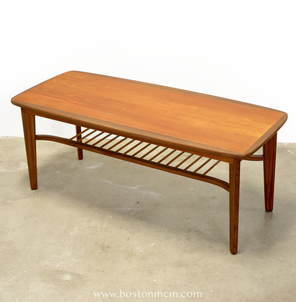 Danish Teak Coffee Table w/ Lower Spindled Shelf - #A2183