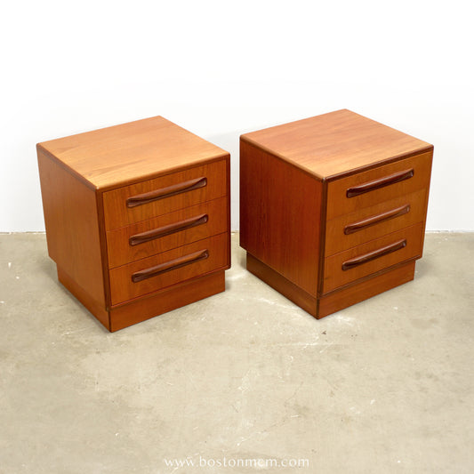 G-Plan "Fresco" Pair of Teak  3 Drawer Nightstands - #B15-B