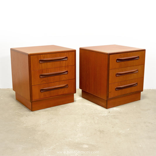 G-Plan "Fresco" Pair of Teak  3 Drawer Nightstands - #B15-B