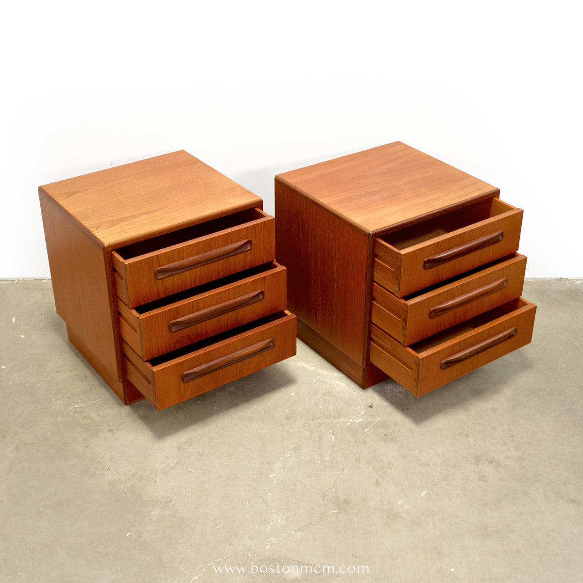 G-Plan "Fresco" Pair of Teak  3 Drawer Nightstands - #B15-B