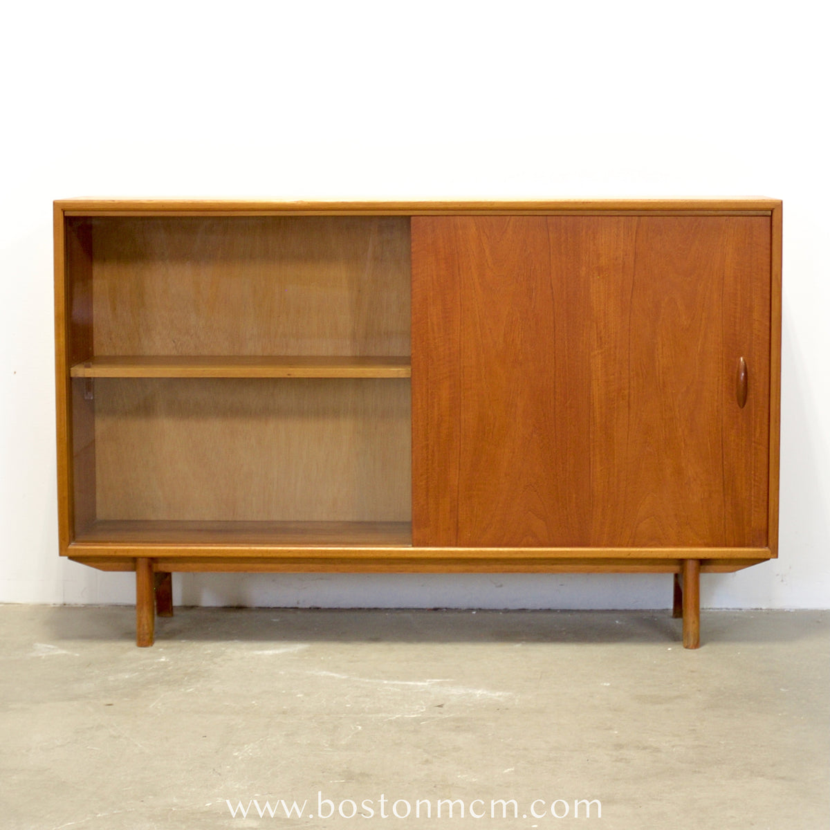 Herbert Gibbs Ltd. British Teak Bookcase w/ Sliding Glass Door - #A2342