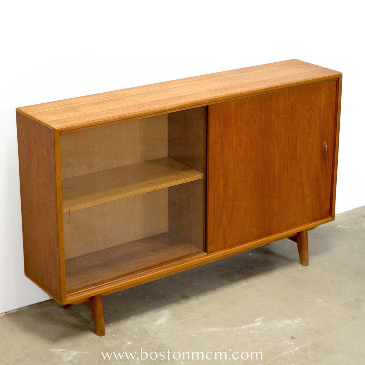 Herbert Gibbs Ltd. British Teak Bookcase w/ Sliding Glass Door - #A2342