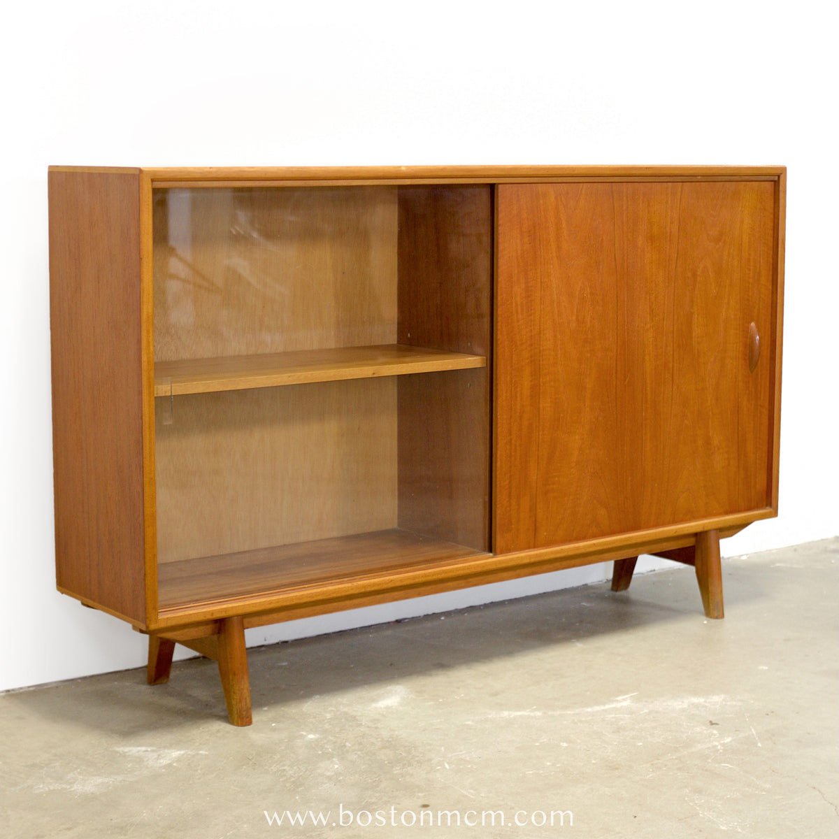 Herbert Gibbs Ltd. British Teak Bookcase w/ Sliding Glass Door - #A2342