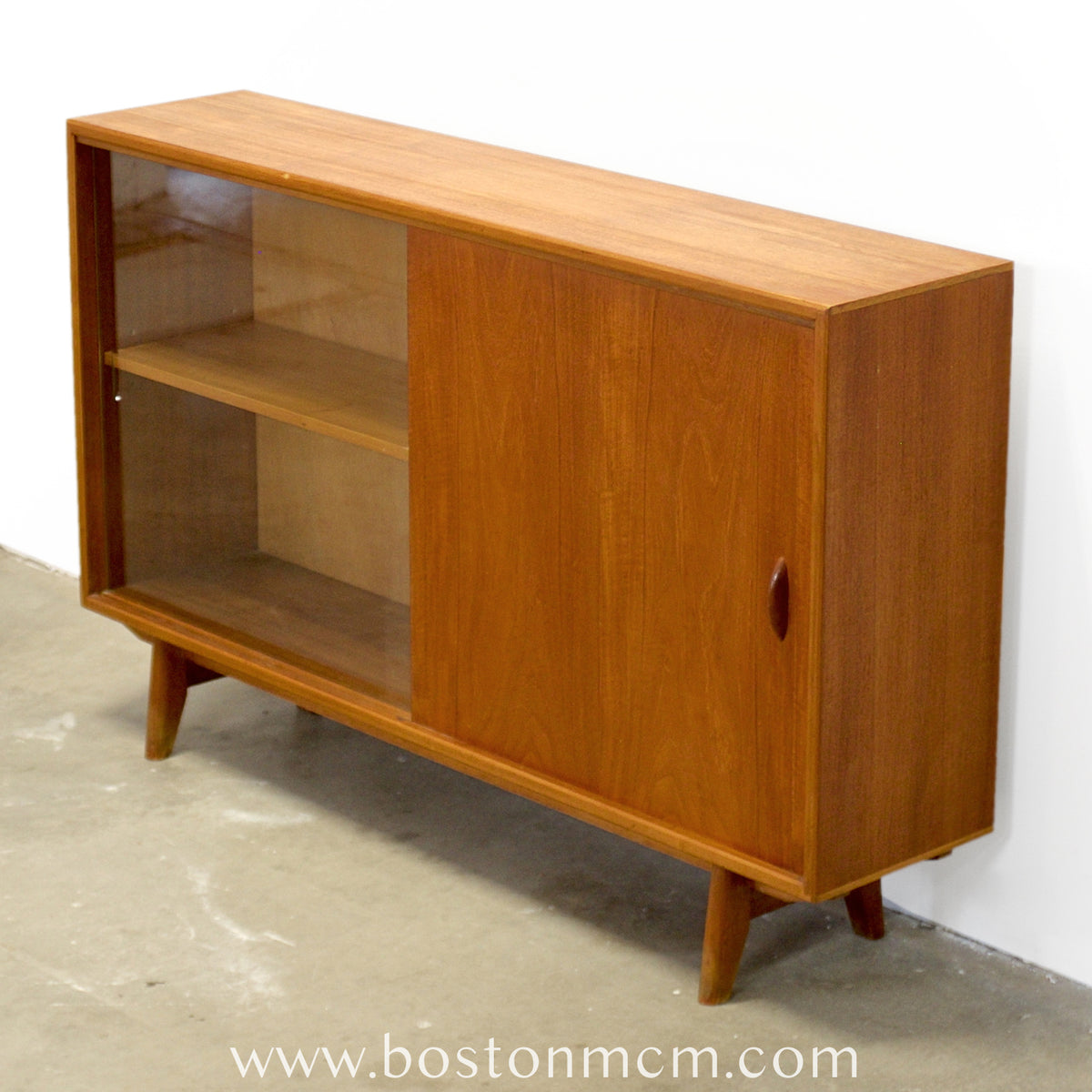 Herbert Gibbs Ltd. British Teak Bookcase w/ Sliding Glass Door - #A2342