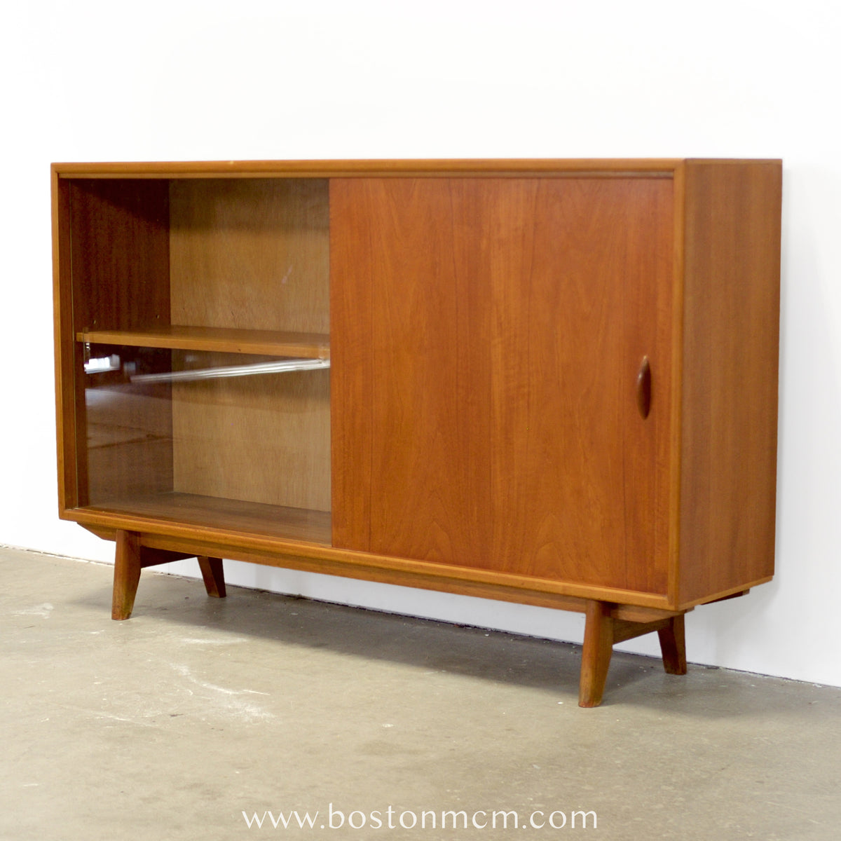 Herbert Gibbs Ltd. British Teak Bookcase w/ Sliding Glass Door - #A2342