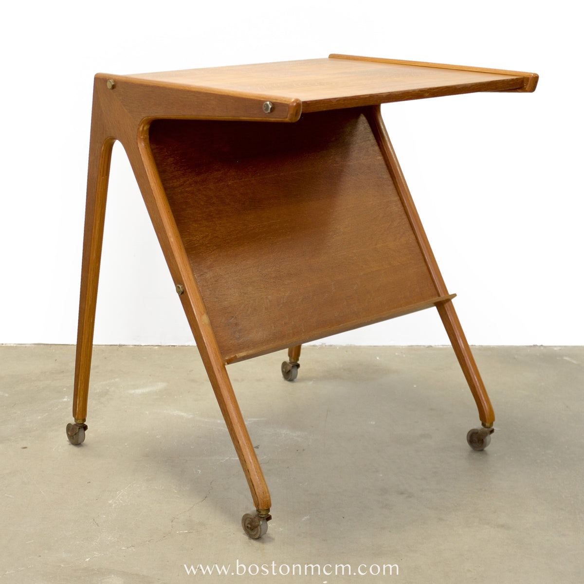 Danish Solid Oak Drafting Table / Serving Trolley / Bar Cart - #A1758