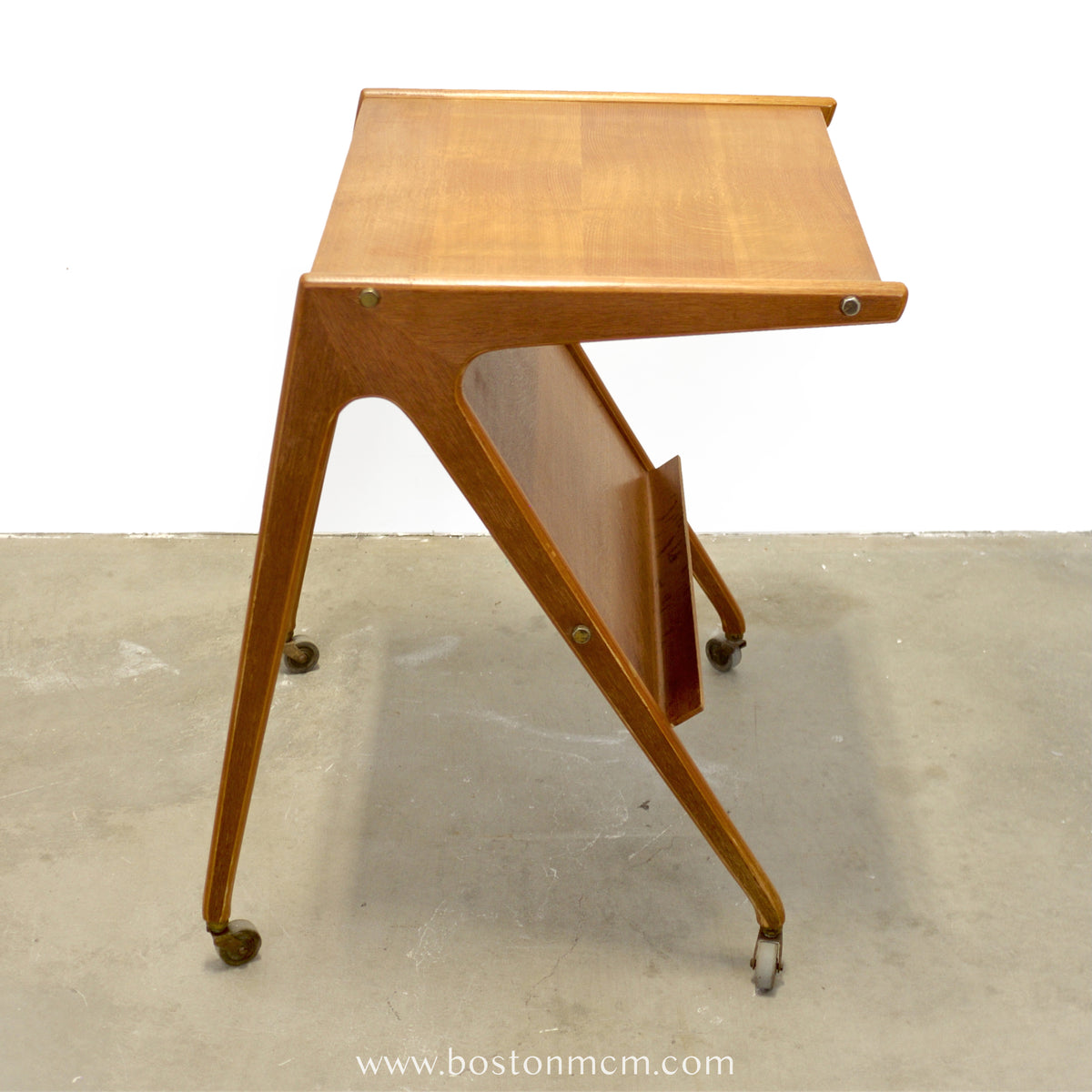 Danish Solid Oak Drafting Table / Serving Trolley / Bar Cart - #A1758