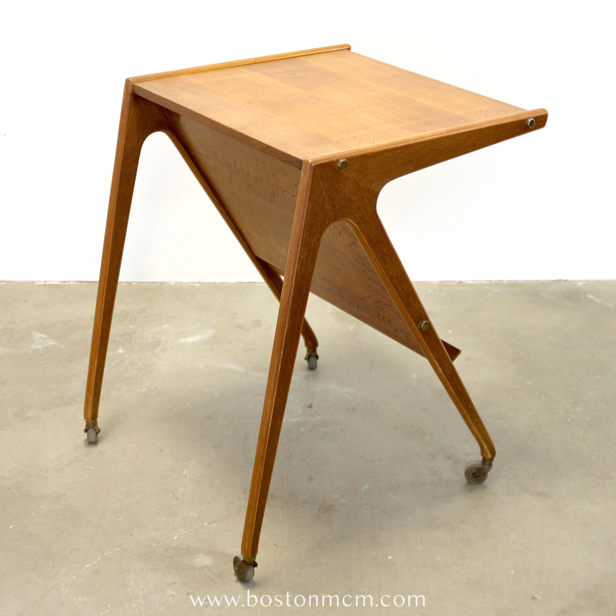 Danish Solid Oak Drafting Table / Serving Trolley / Bar Cart - #A1758