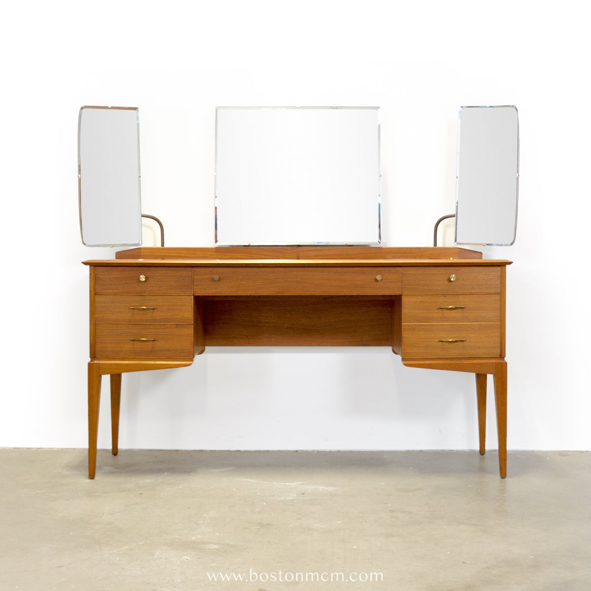 Alfred Cox, Ltd. Walnut Vanity with Triptych Mirror - #A2332