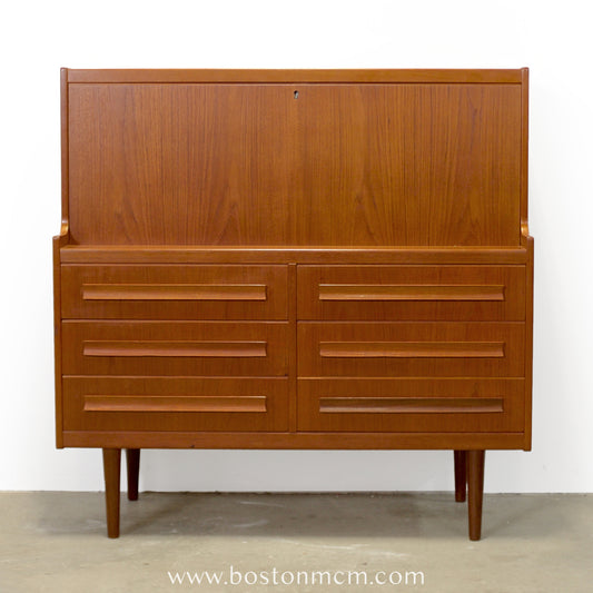 Klim Møbelfabrik Teak Secretary Desk with Hidden Shelf Designed by Erling Torvits - #A1858