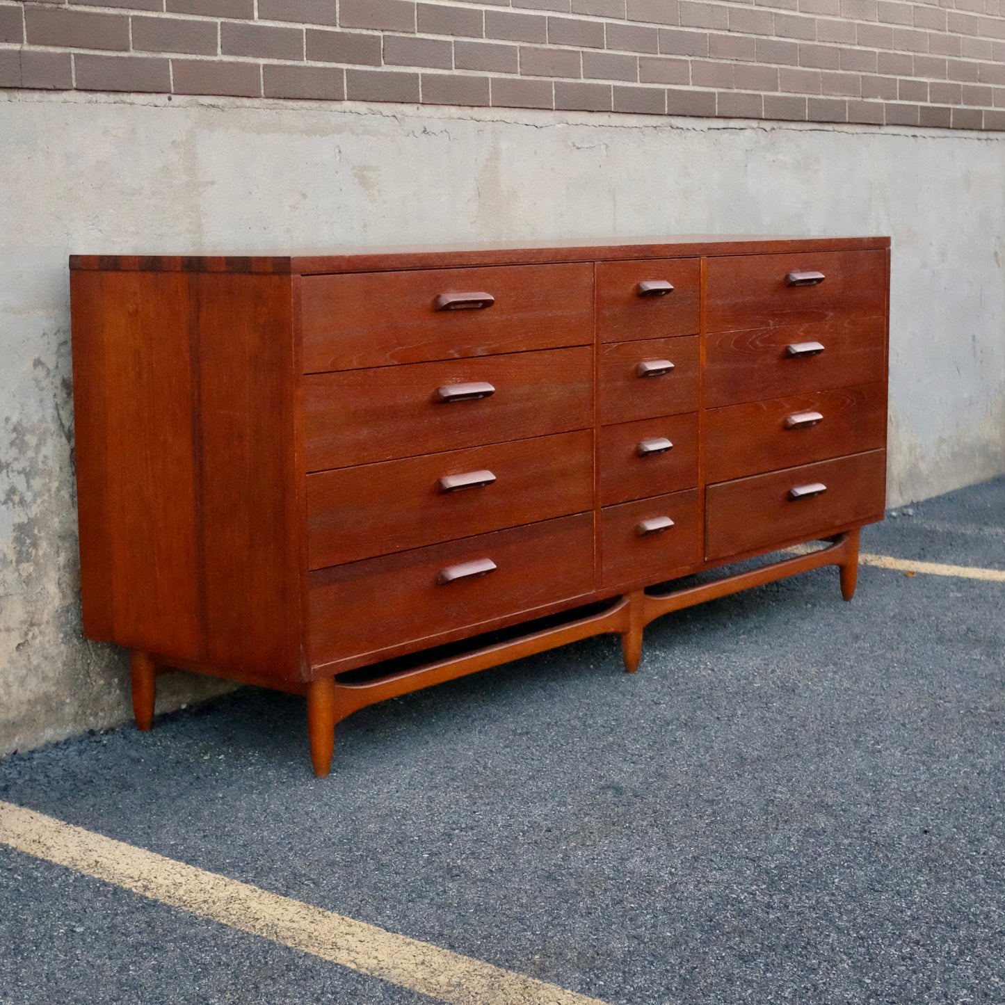 Lane Furniture "Nordholm" 12 Drawer Teak Dresser & Mirror