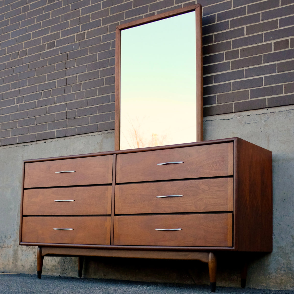 mid century modern dresser with mirror Vintage Lane Furniture 