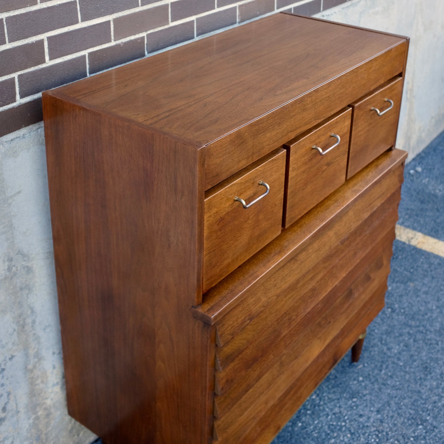 American of Martinsville "Dania" Tall Walnut Dresser