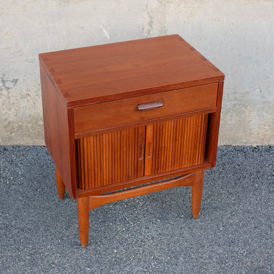 Lane Furniture "Nordholm" Teak Nightstand with Tambour Doors