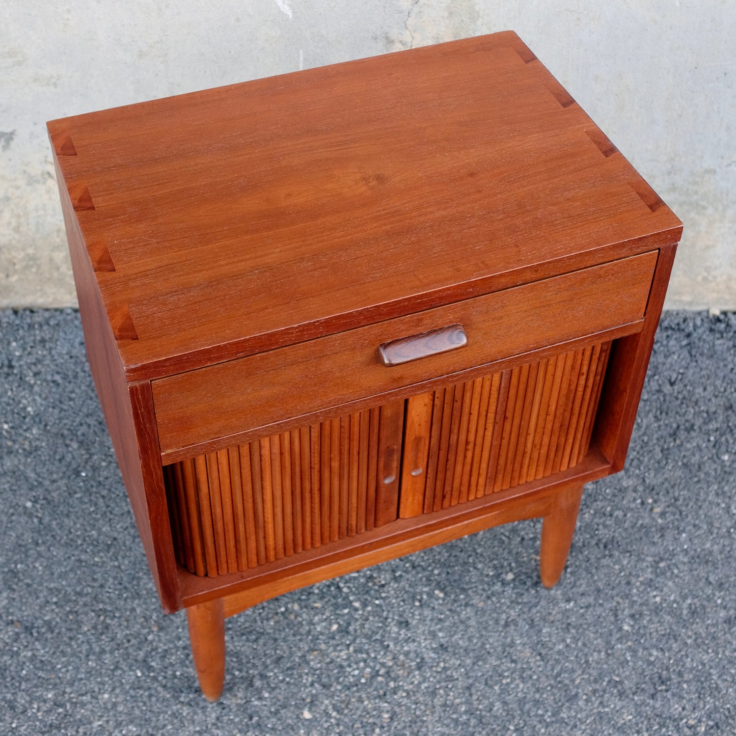 Lane Furniture "Nordholm" Teak Nightstand with Tambour Doors