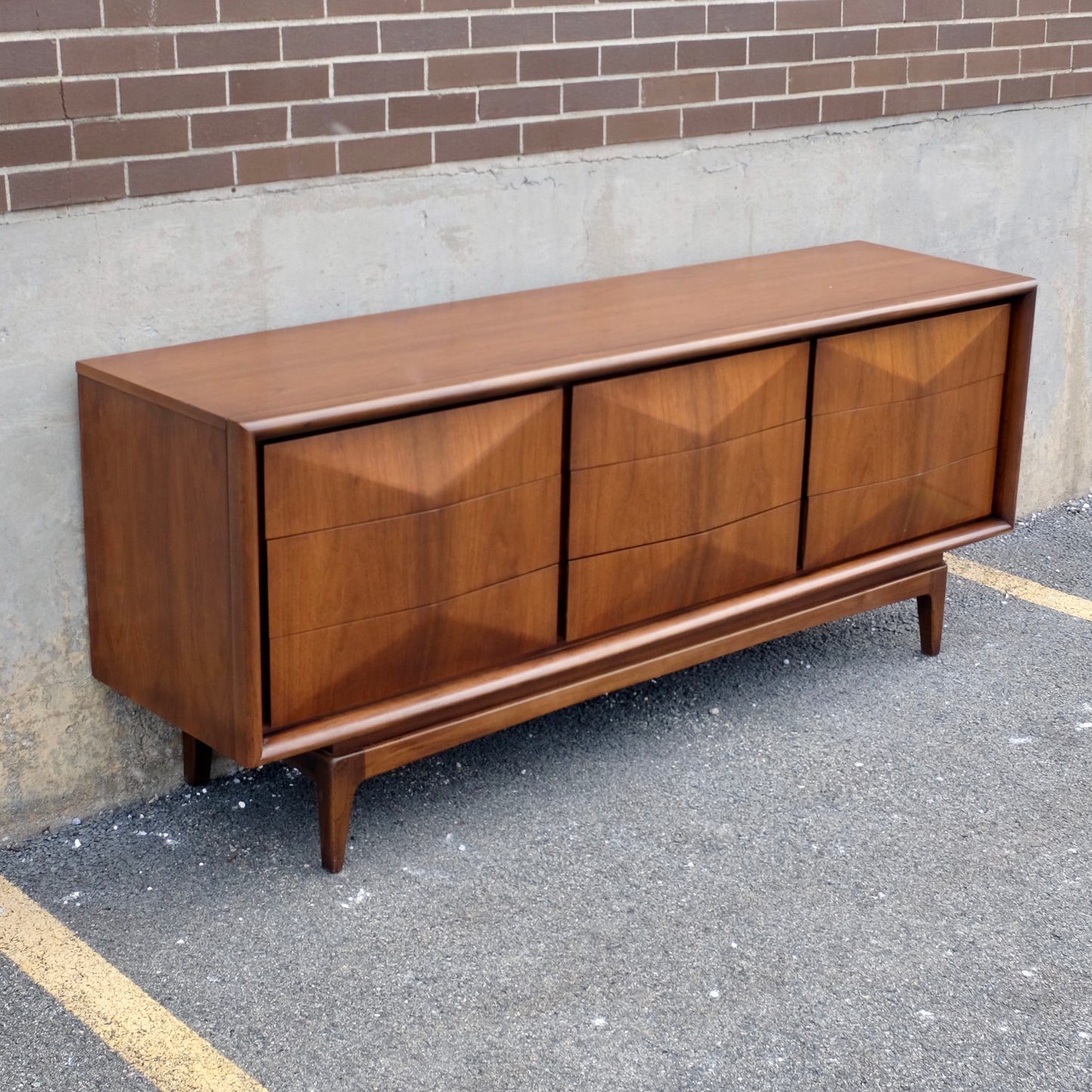 United Furniture Diamond Front Walnut Low Dresser