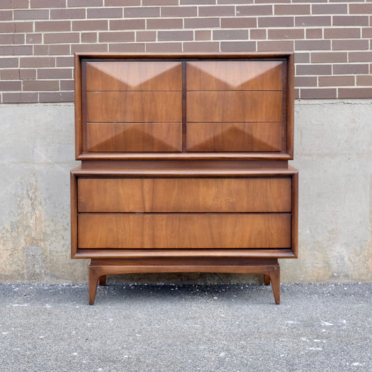 United Furniture Diamond Front Walnut Tall Dresser / Gentleman's Chest